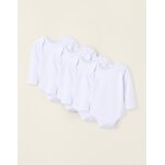 Pack 4 bodies unis peign en coton blanc