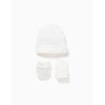 Pack de bonnet + gants en maille blanc