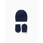 Pack de bonnet + gants en maille bleu