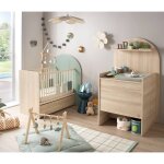 Pack chambre b�b� �volutif lit b�b� 120x60 transformable en 90x190 + commode � langer �volutive en bureau ...