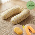 Pack coussin de maternit� xxl - 2 housses (citron & velours) + charlotte - grossesse et allaitement jaune ...