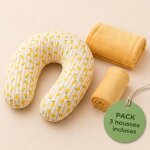 Pack coussin de maternit� xxl - 2 housses (citron & velours) + charlotte - grossesse et allaitement jaune ...