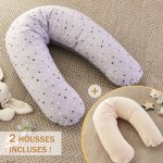 Pack coussin de maternit� xxl - 2 housses : �toile & �cru - grossesse, maternit� et allaitement beige ...