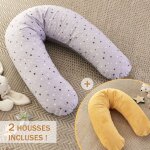 Pack coussin de maternit� xxl - 2 housses : �toile & jaune - grossesse, maternit� et allaitement jaune ...