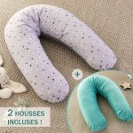 Pack coussin de maternit� xxl - 2 housses : �toile & menthe - grossesse, maternit� et allaitement bleu ...