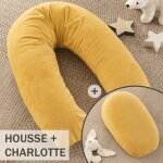 Pack coussin de maternit� xxl - id�al grossesse, allaitement et pouf pour enfant jaune
