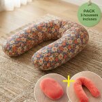 Pack coussin de maternit� xxl - housses (corail & velours) + charlotte - grossesse et allaitement rose ...