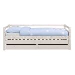 Pack lit banquette gigogne avec 2 matelas bois massif alma blanc Pack lit banquette gigogne avec 2 matelas bois massif alma blanc