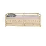 Pack lit banquette gigogne avec 2 matelas bois massif alma bois naturel Pack lit banquette gigogne avec 2 matelas bois massif alma bois naturel