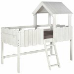 Pack lit cabane mi - hauteur avec matelas bois massif donnie blanc
