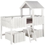 Pack lit cabane mi - hauteur avec tiroirs et matelas donnie bois massif donnie blanc Pack lit cabane mi - hauteur avec tiroirs et matelas donnie bois massif donnie blanc
