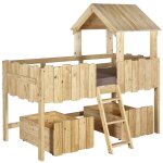 Pack lit cabane mi - hauteur avec tiroirs et matelas donnie bois massif donnie bois naturel Pack lit cabane mi - hauteur avec tiroirs et matelas donnie bois massif donnie bois naturel