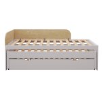 Pack lit gigogne m�tal 3 places avec matelas bois massif noha blanc