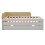 Pack lit gigogne avec tiroir et matelas bois massif noha blanc