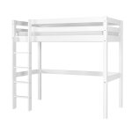 Pack lit mezzanine avec matelas bois massif aaron blanc