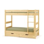 Pack lit superpos� s�parable avec tiroirs bois massif aaron bois naturel