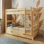Pack lit superpos� s�parable avec tiroirs bois massif aaron bois naturel