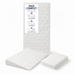 Pack matelas b�b� 60x120 + plan inclin� �toiles dor�es + prot�ge - matelas - d�houssable et sain blanc ...