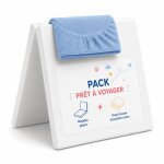 Pack matelas pliant 60x120 + drap housse �ponge bleu - id�al voyage - d�houssable et sain bleu