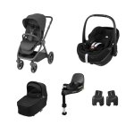 Pack poussette naissance oxford + , cosi pebble 360 pro 2, embase familyfix 360 pro twillic black