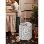 Panier de courses à roulettes en métal, tissu et bois fsc® gris Panier de courses à roulettes en métal, tissu et bois fsc® gris
