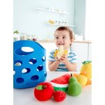 Panier de fruits en tissu bleu