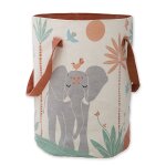 Panier de rangement pour chambre enfant malena fond lin, d�tails multicolores