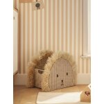 Panier de rangement lion en corde de papier et raphia beige