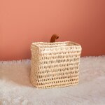 Panier � suspendre carr� anse cuir naturel