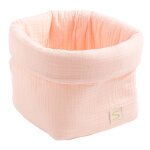 Pani�re de rangement en double gaze de coton - uni petale rose