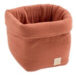 Panire de rangement en double gaze de coton - uni petale rouge