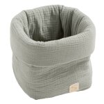 Pani�re de rangement en double gaze de coton - uni petale vert