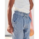 Pantacourt fille en gaze de coton bleu