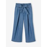 Pantacourt fille large en denim l�ger style paperbag bleu moyen