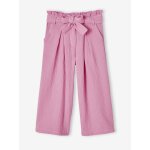 Pantacourt fille large gaze de coton style paperbag lilas