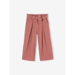 Pantacourt fille large gaze de coton style paperbag vieux rose