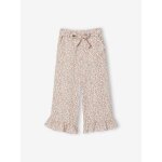 Pantacourt fille volant� gaze de coton blanc imprim�