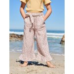 Pantacourt fille volant� gaze de coton blanc imprim�