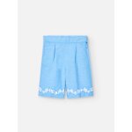 Pantalon ample avec fleurs brodées bleu Pantalon ample avec fleurs brodées bleu