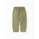 Pantalon baggy en gaze de coton vert fonc�