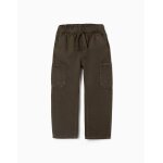 Pantalon baggy en serg� avec poches cargo vert fonc�