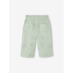 Pantalon b�b� fille broderie anglaise vert d'eau