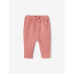 Pantalon b�b� fille en gaze de coton vieux rose
