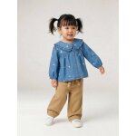 Pantalon b�b� fille large ceinture � nouer beige