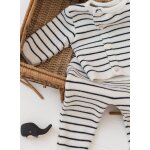 Pantalon b�b� en laine ecru ray� bleu marine