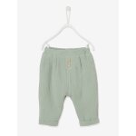 Pantalon bb mixte coupe sarouel en gaze de coton tilleul