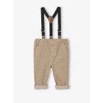 Pantalon bb en velours avec bretelles amovibles beige