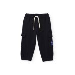 Pantalon cargo b�b� gar�on en molleton doux avec poches lat�rales noir