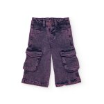 Pantalon cargo en denim pour fille gris