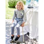 Pantalon chino garon en coton / lin bleu